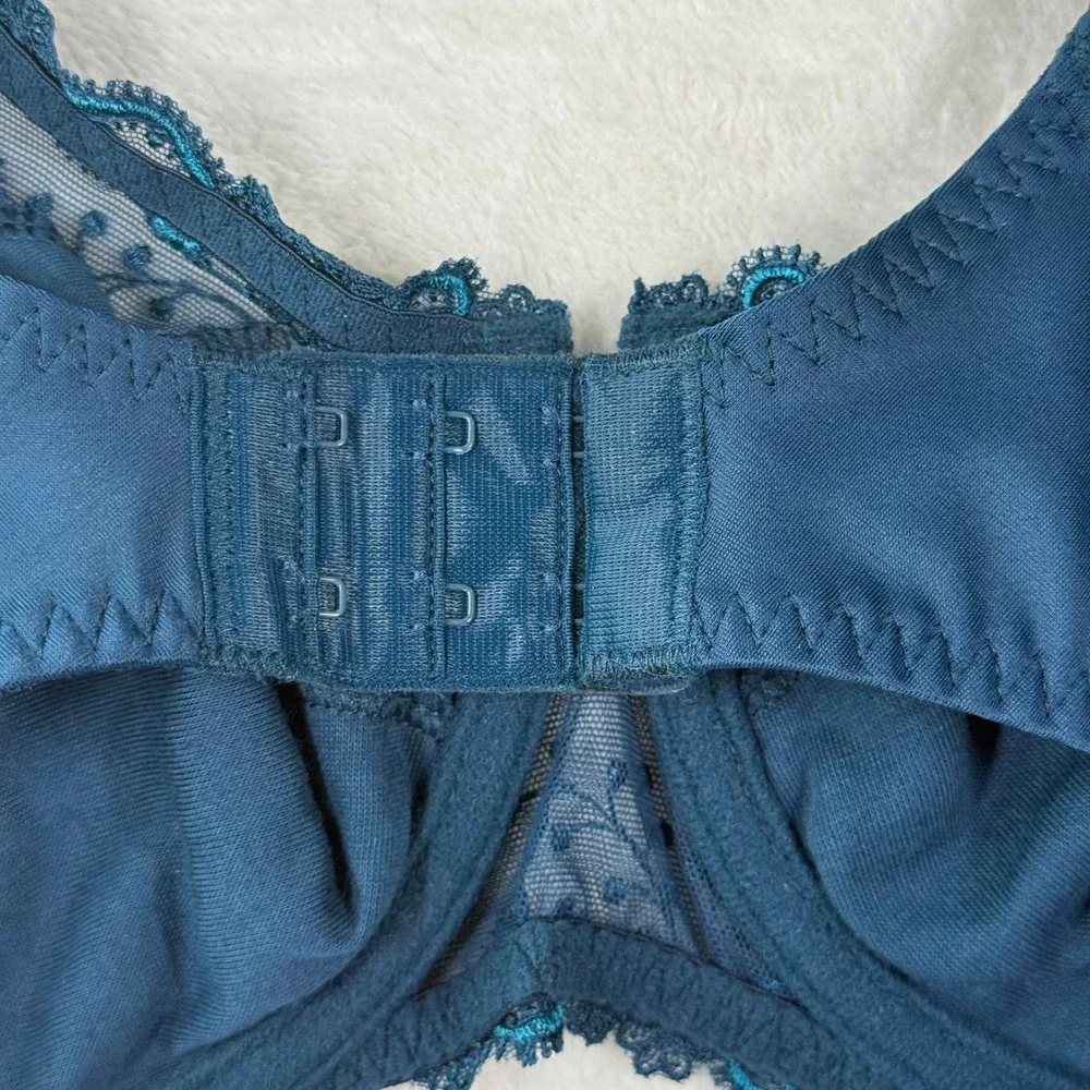 Simone Perele Prestige Blue Full Cup Support Bra 12X320 Embroidered Lace 36D NEW